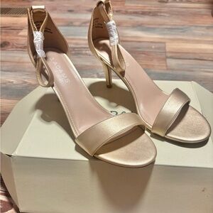 J. Adams Gold Ankle-Strap Stiletto Sandals